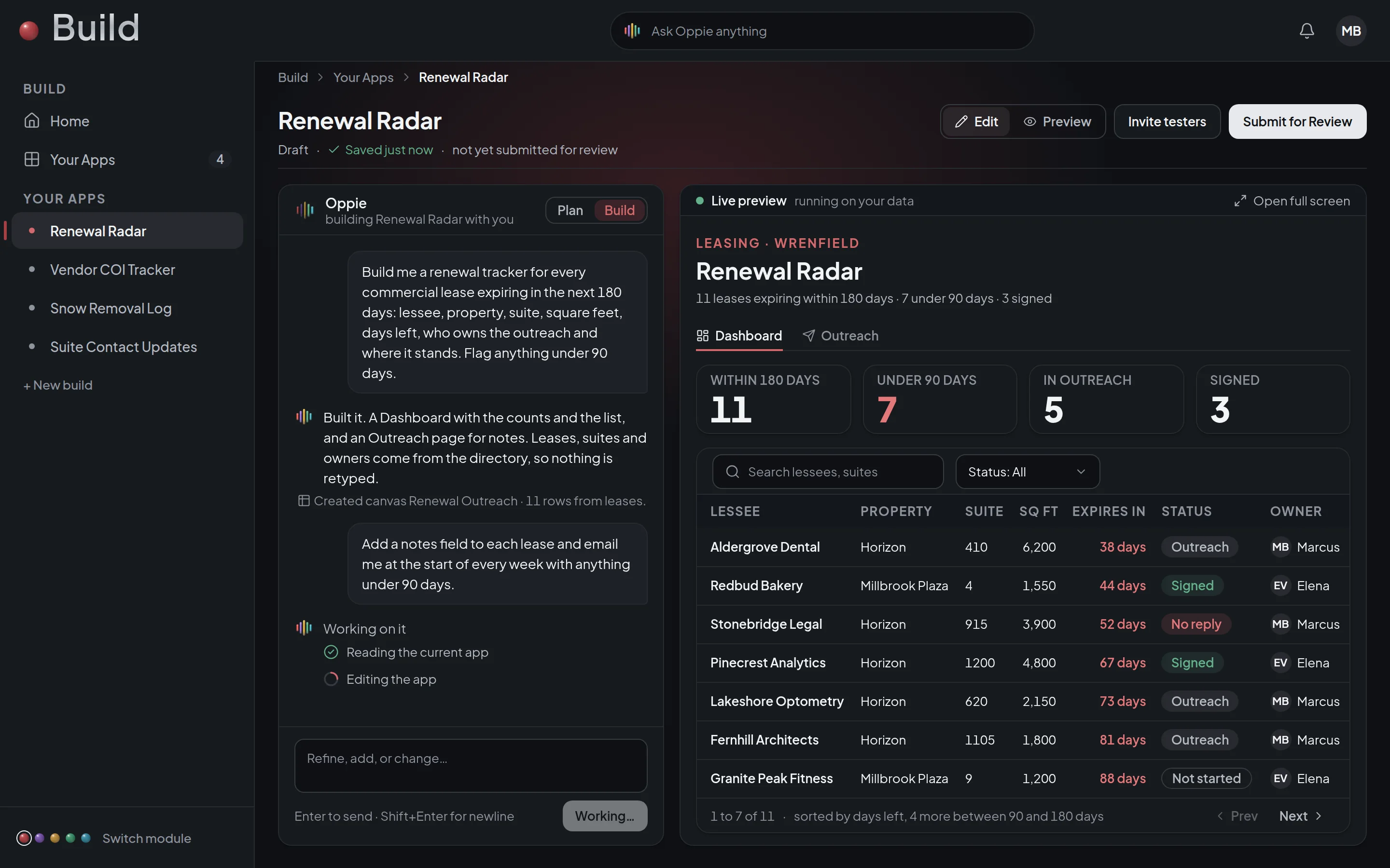 A screen from Build.